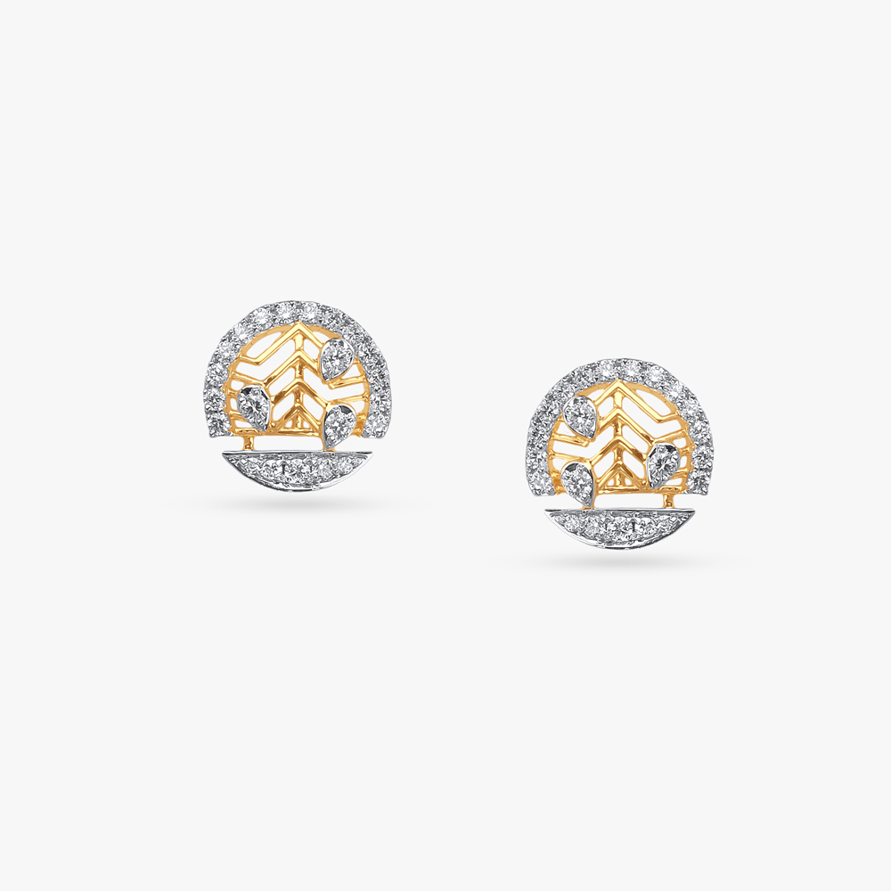 Modern Cutwork Diamond Stud Earrings