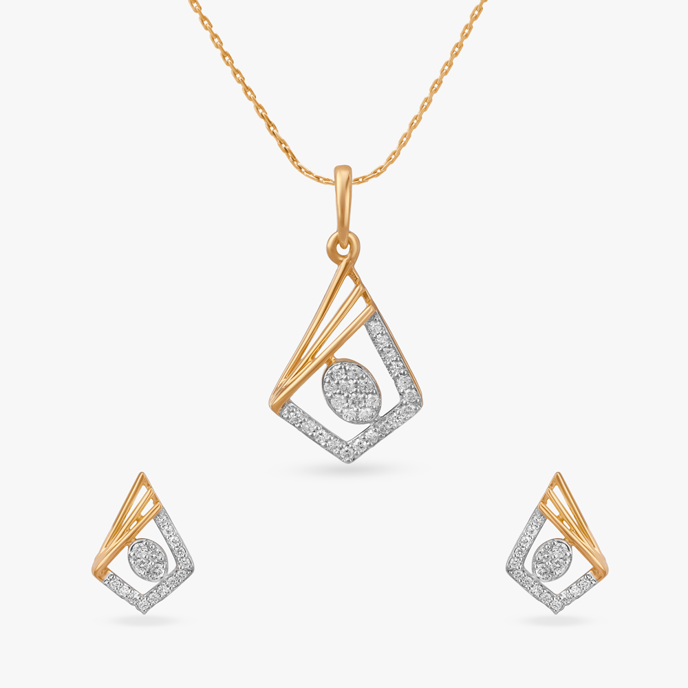 Twilight Trail Diamond Pendant and Earrings Set
