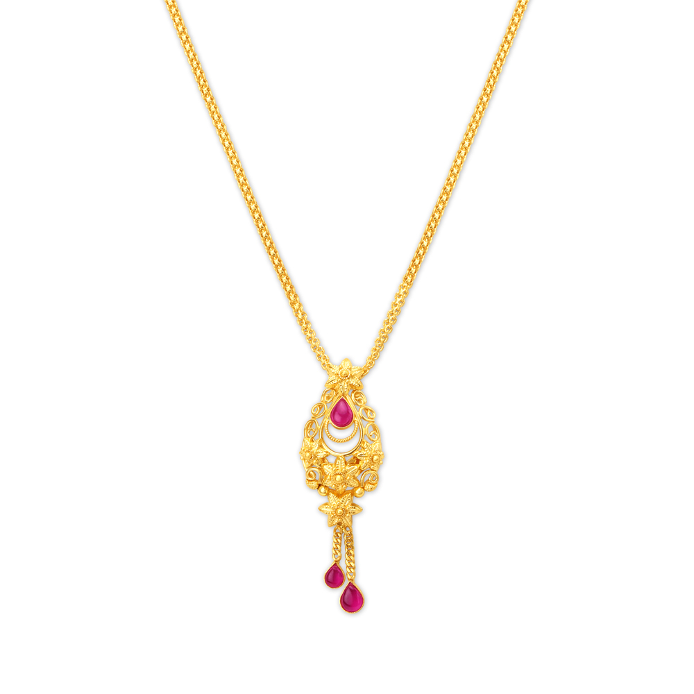 

Modern Fancy Gold Pendant with Chain