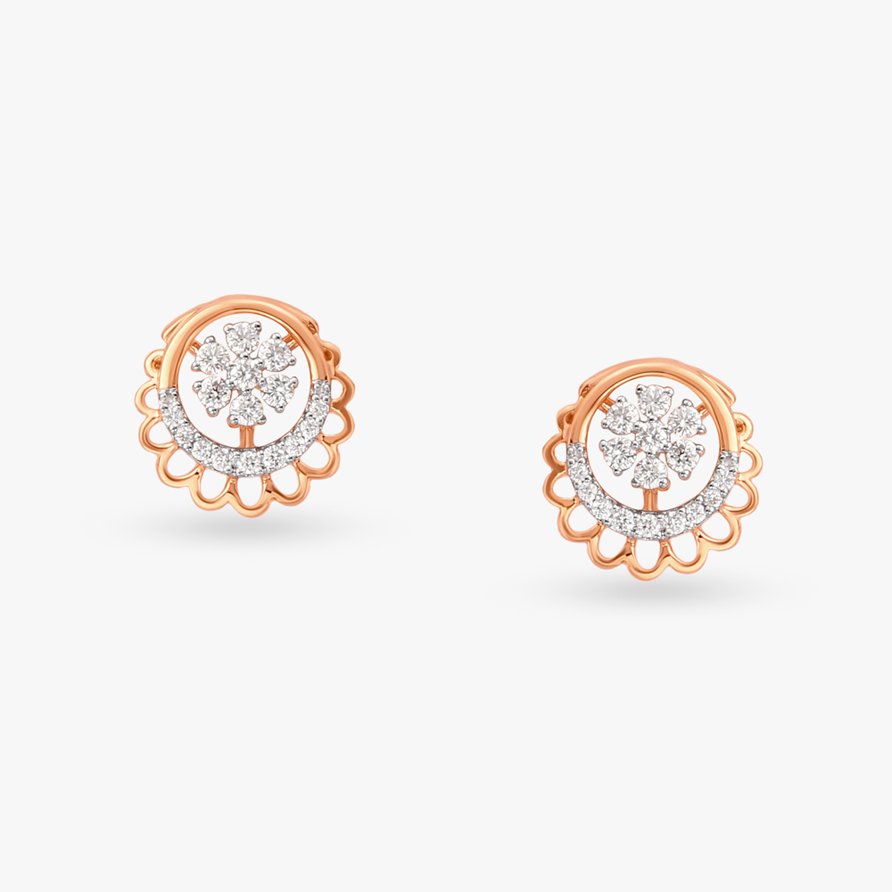 Vintage Bloom Diamond Stud Earrings
