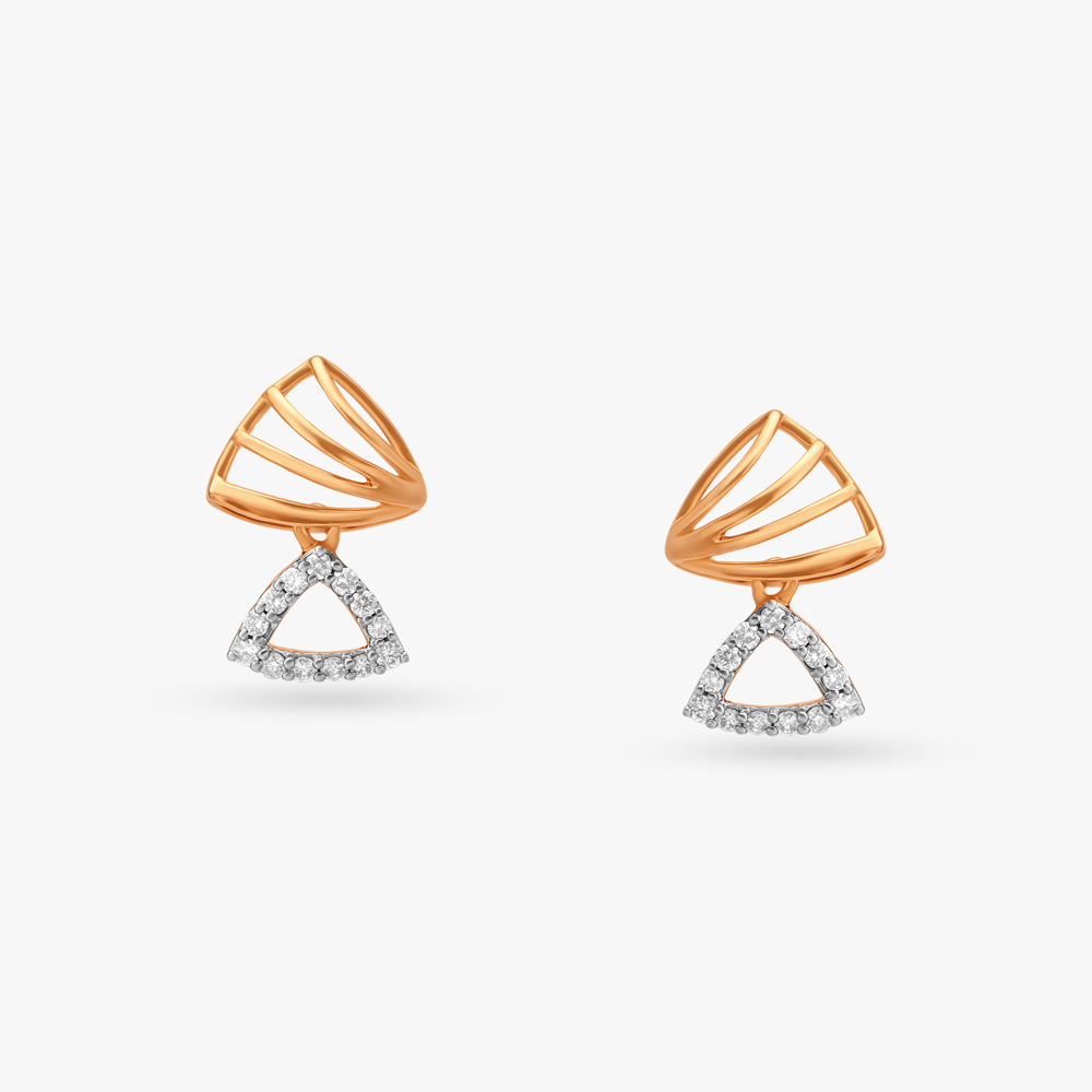 Golden Trinity Diamond Drop Earrings