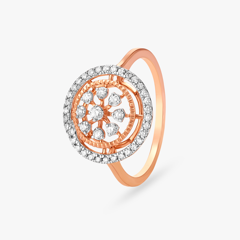 Intricate Floral Diamond Finger Ring