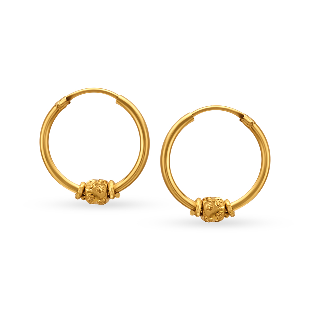 Traditional Slender Gold Bali Hoop Earrings