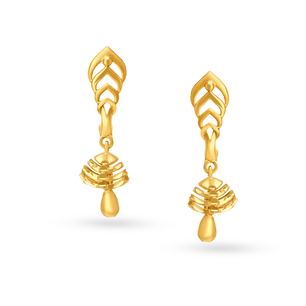 Avant-Garde Yellow Gold Carved Jhumkas