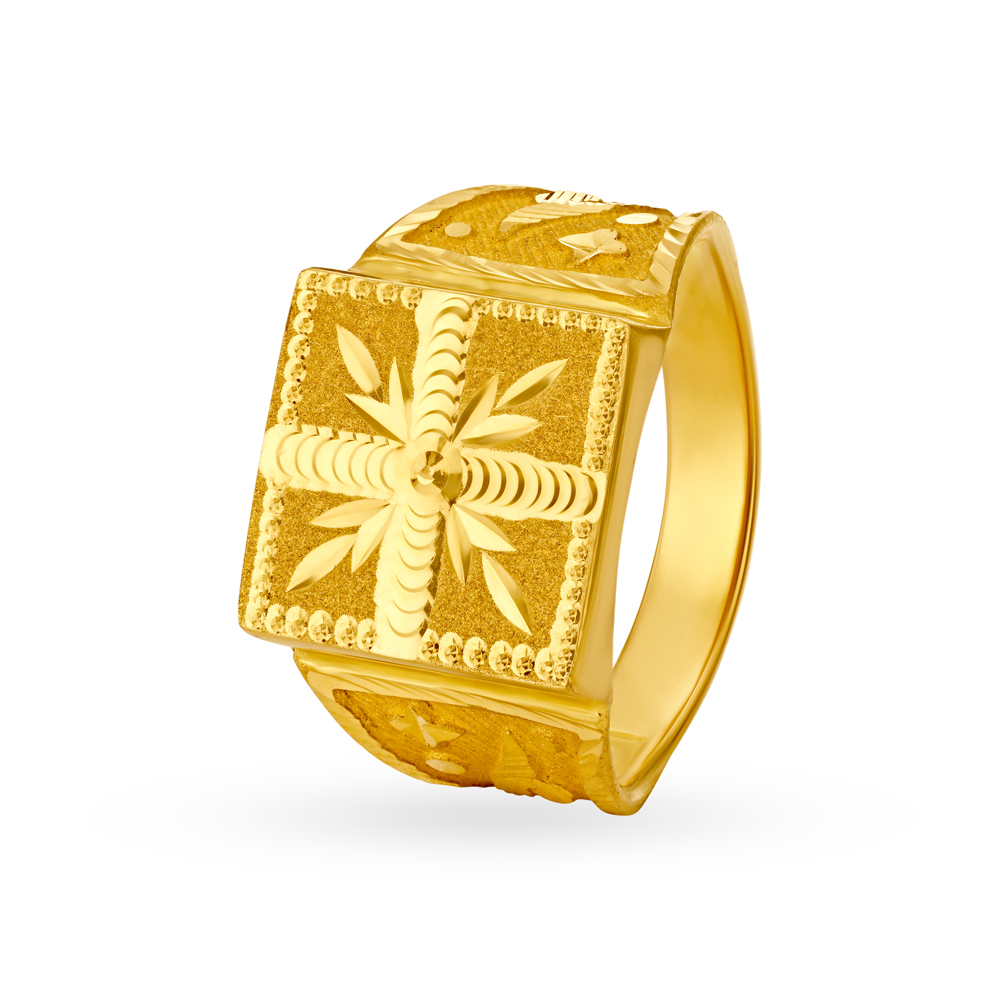 Geometric 22 Karat Yellow Gold Finger Ring