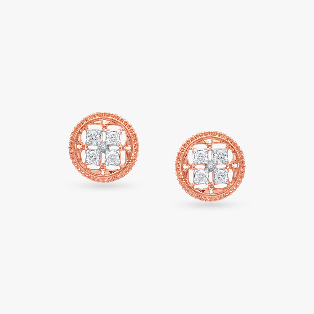 Luxe Lattice Diamond Stud Earrings