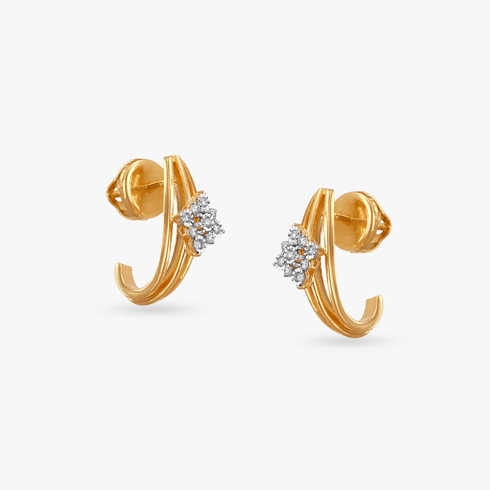 Delicate Flower Diamond Hoop Earrings
