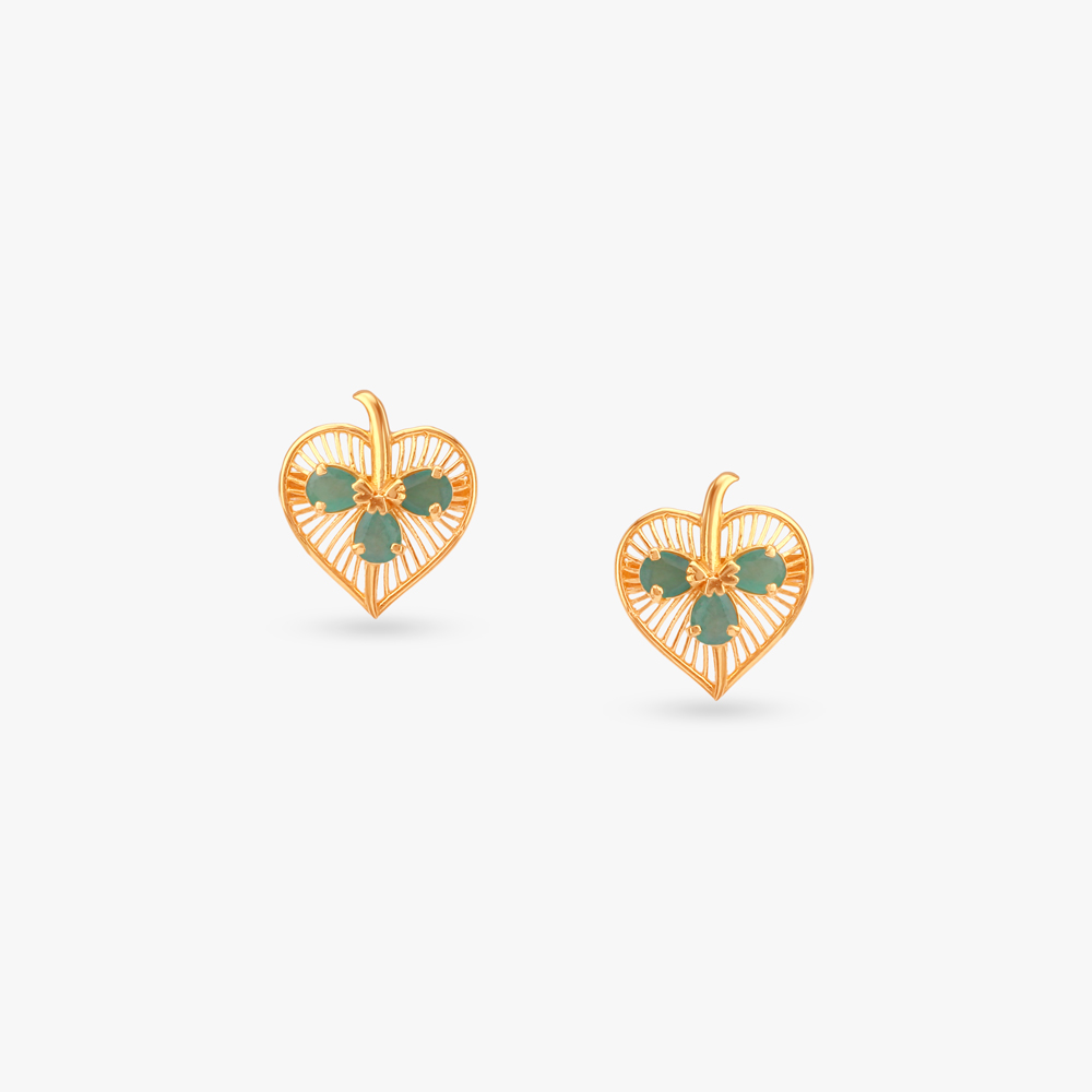 Chic Botanical Emerald Stud Earrings