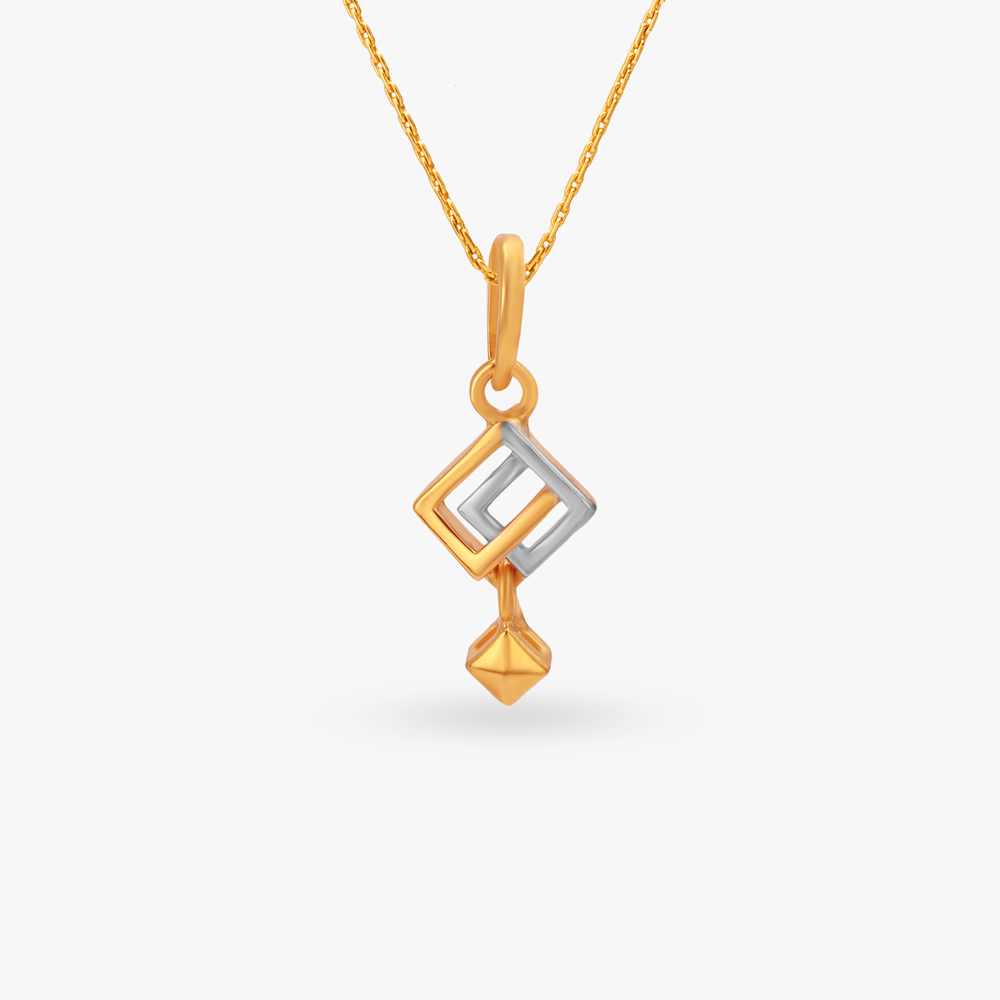 Classy 22 Karat Yellow Gold Geometric Pendant