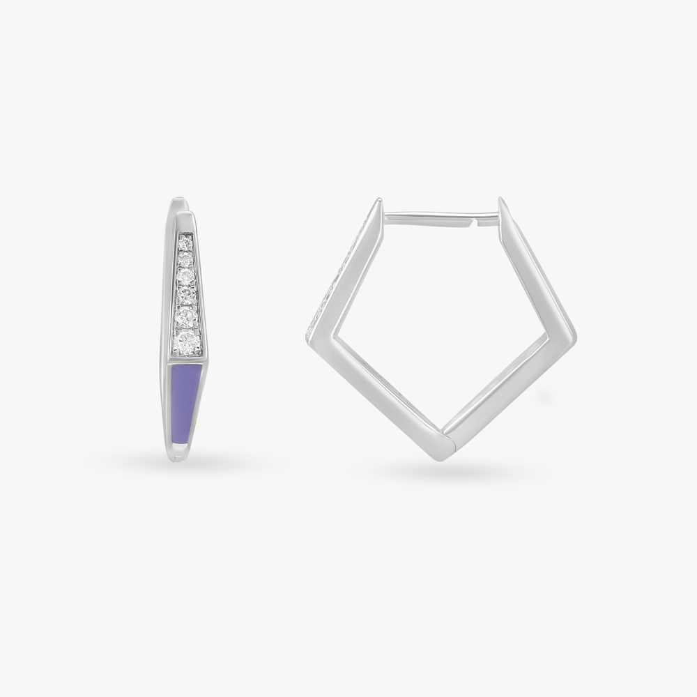 

Chic Angled Diamond Hoop Earrings