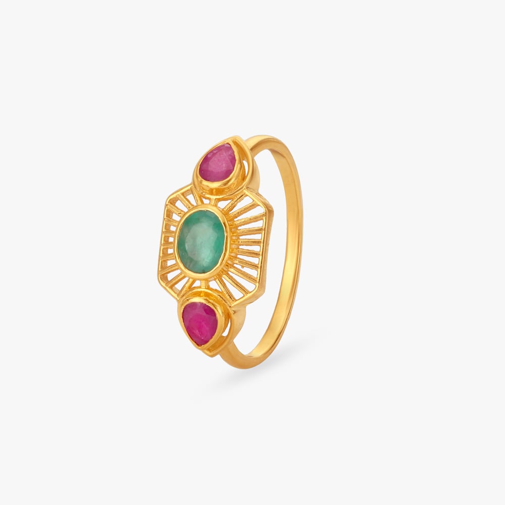 Whimsical Radiant Emerald Finger Ring