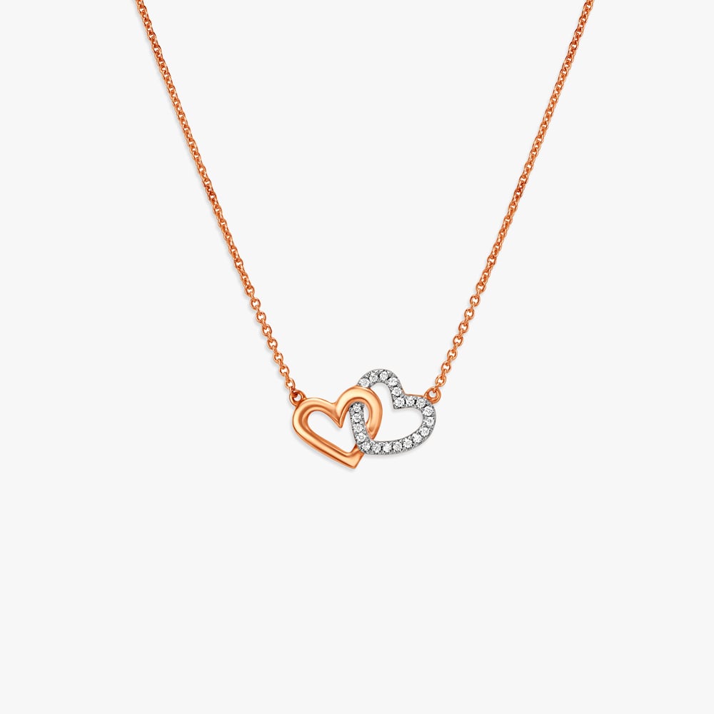 Intertwined Hearts Diamond Pendant with Chain