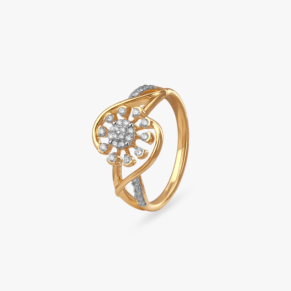 Twirling Petal Diamond Ring
