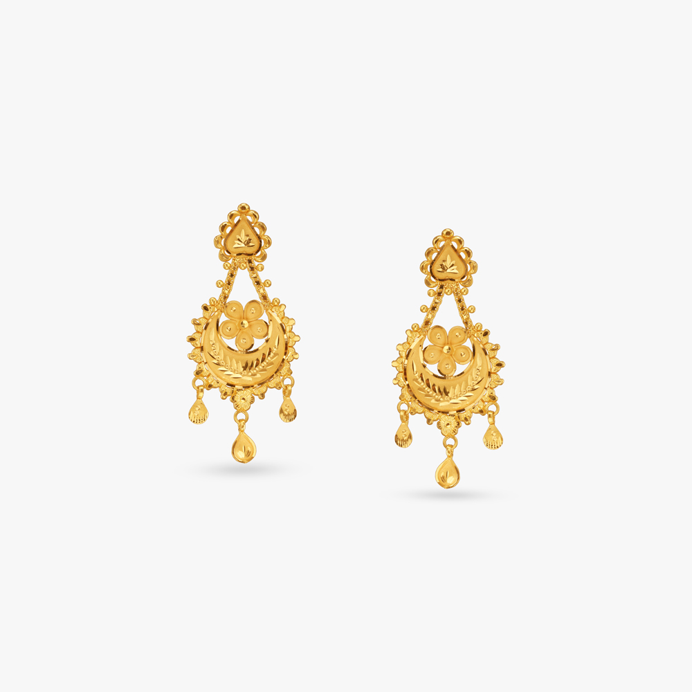 Ornate Swing Gold Drop Earrings