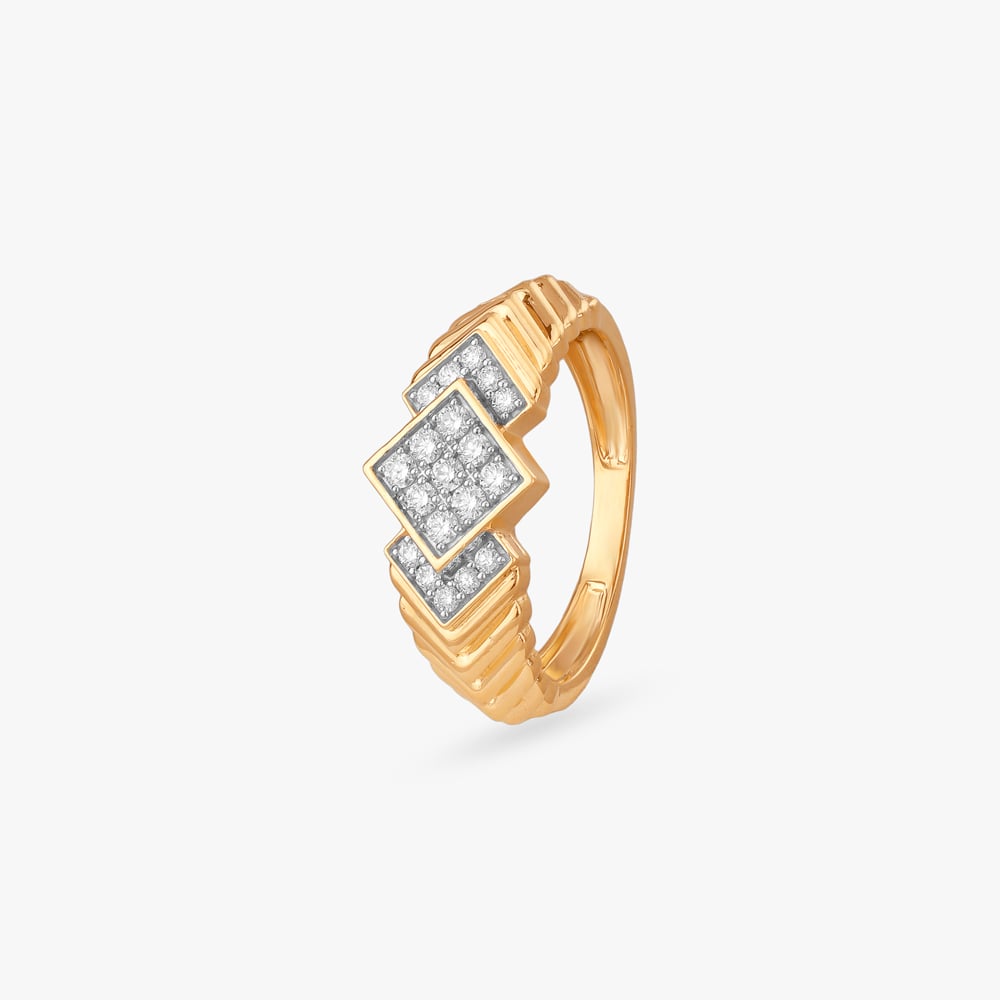 Bold Chevron Diamond Finger Ring for Men