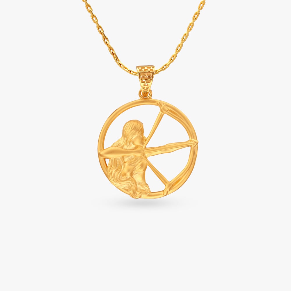 Sagittarius Zodiac Gold Pendant