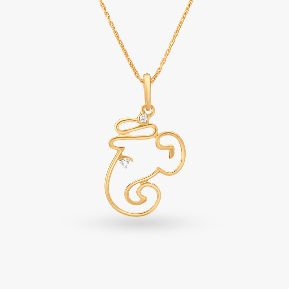 Modern Ganesha Diamond Pendant