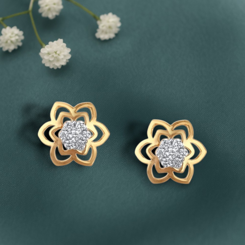 Floral Sparkle Diamond Stud Earrings