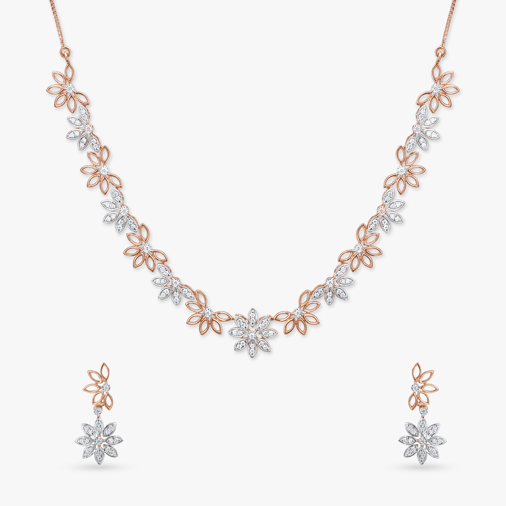 Ethereal Floral Diamond Necklace Set