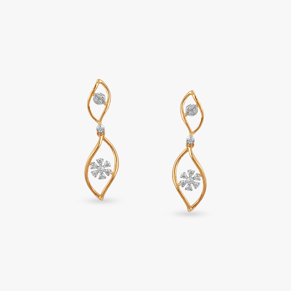 Spiral Bloom Diamond Drop Earrings