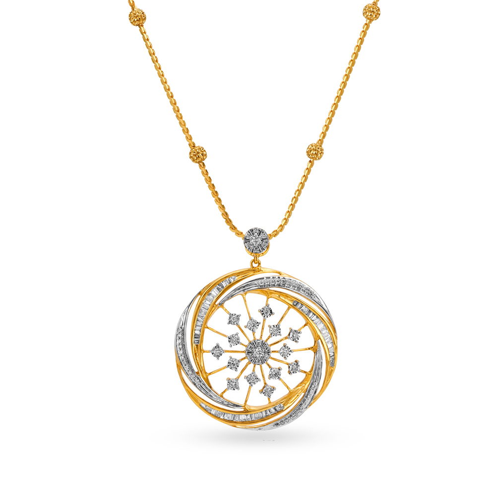 Sunburst Diamond Pendant with Chain