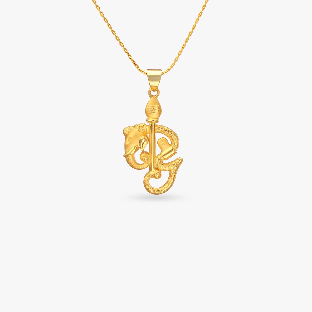 Ganesha Trishul Gold Pendant