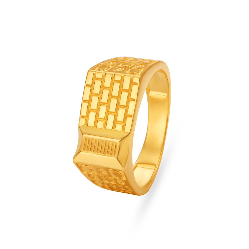 Impressive Brick Motif Gold Finger Ring For Men