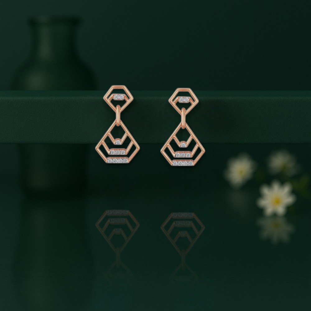 Vault Frame Diamond Drop Earrings