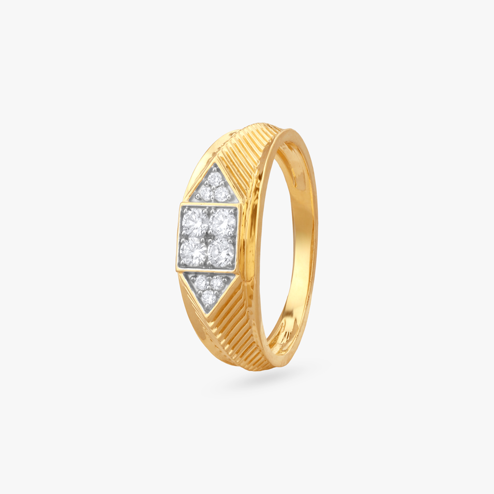 Regal Crest Diamond Finger Ring for Men