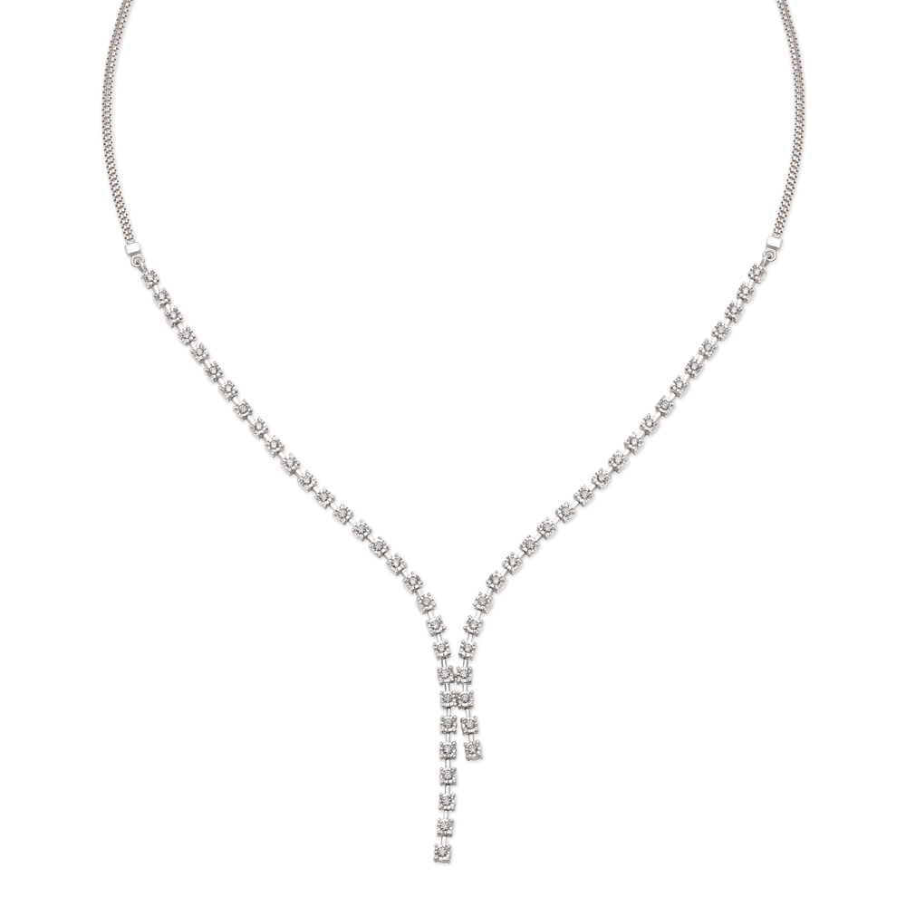 

Chic White Gold and String Diamond Necklace Set