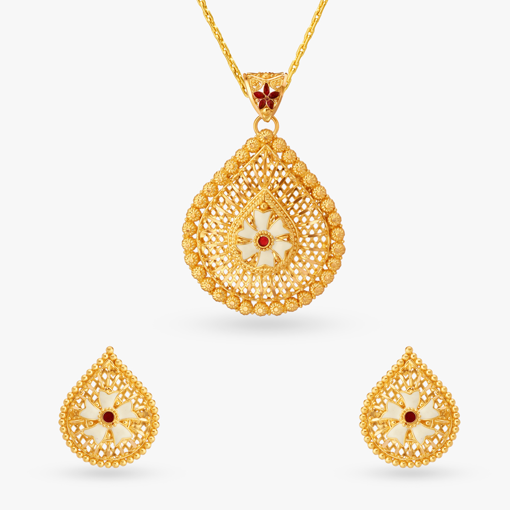Shimmering Whisper Pendant and Earrings Set