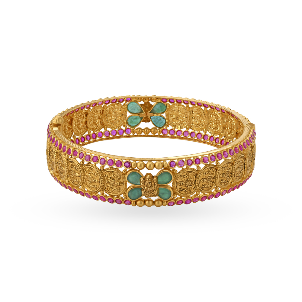 Stunning Emerald and Ruby Gold Bangle.