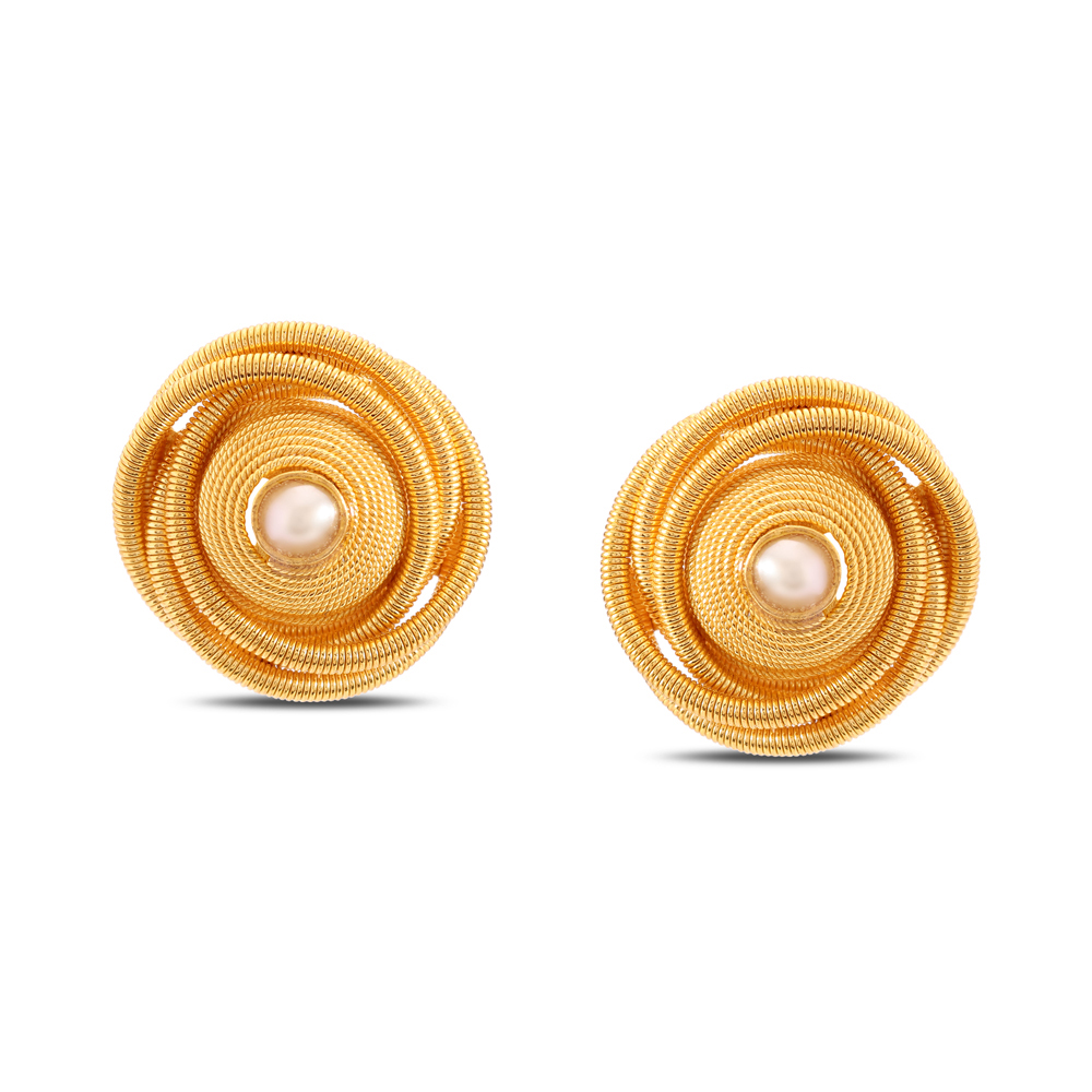 Spiral Gold Stud Earrings