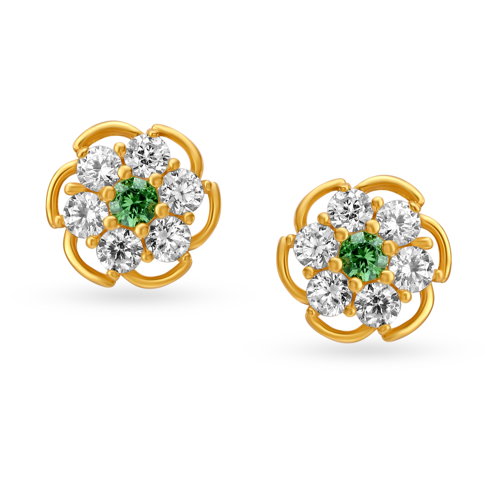 

Radiant Gold Stud Floral Earrings for Kids