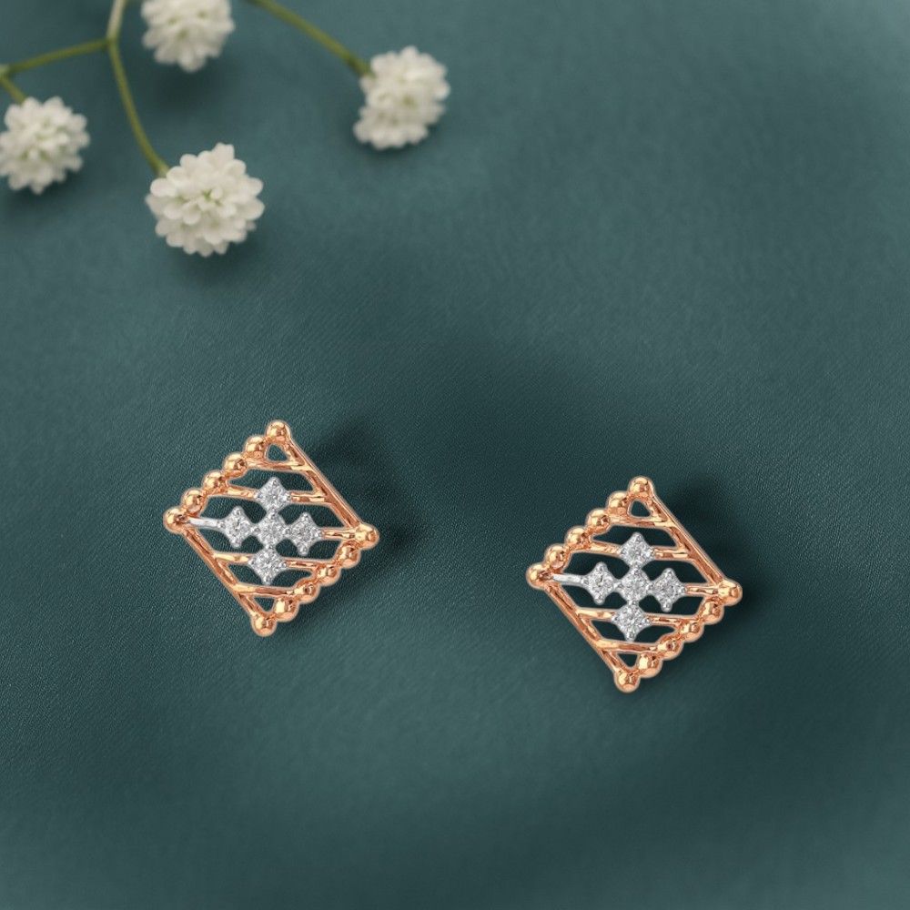 Pixel Poise Diamond Stud Earrings