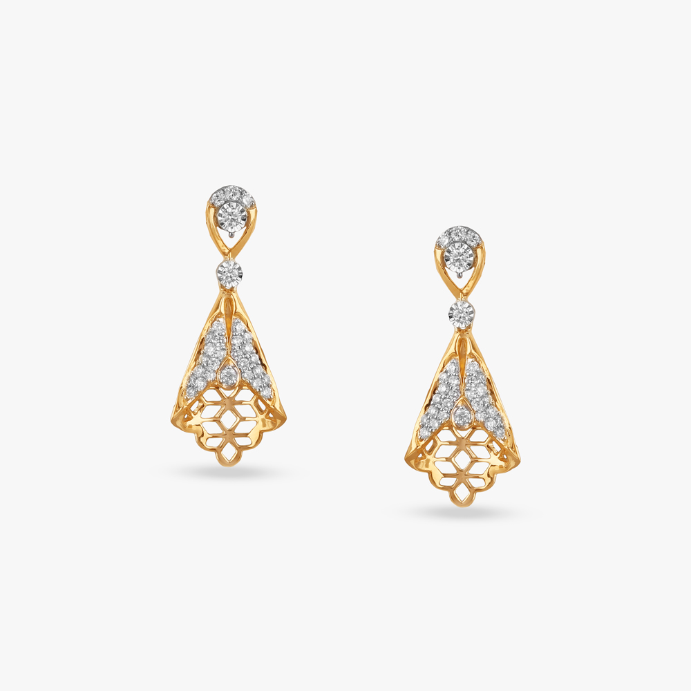 Glint Triangle Diamond Drop Earrings
