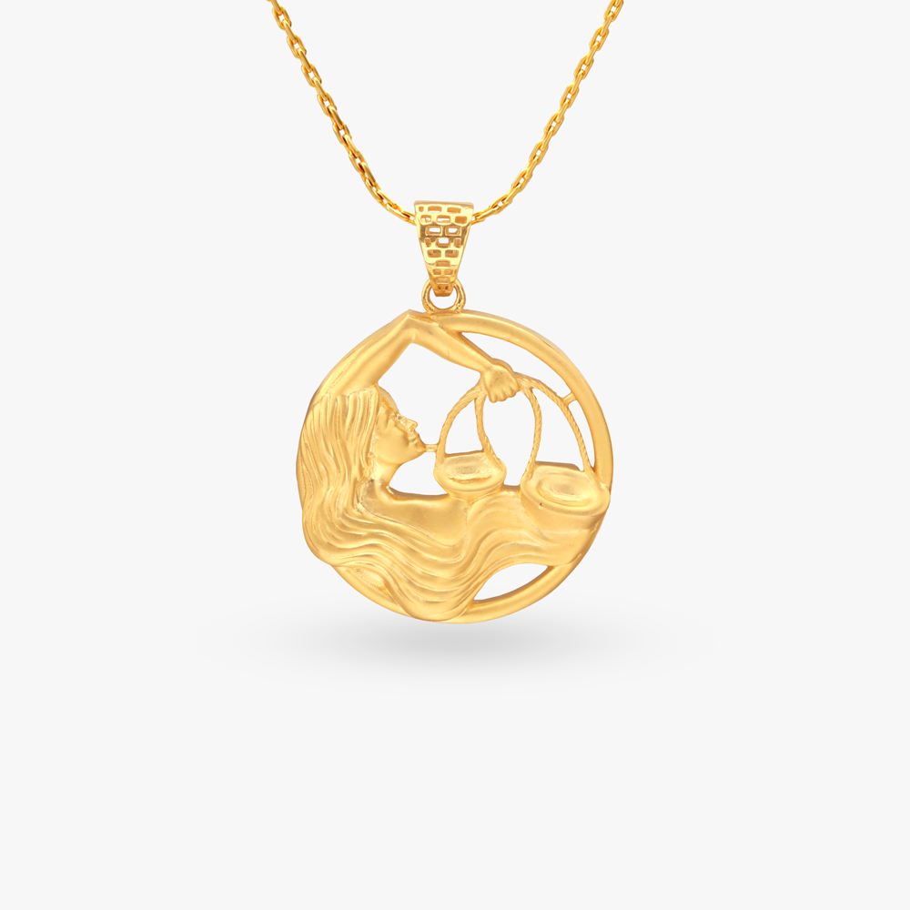 Libra Zodiac Gold Pendant