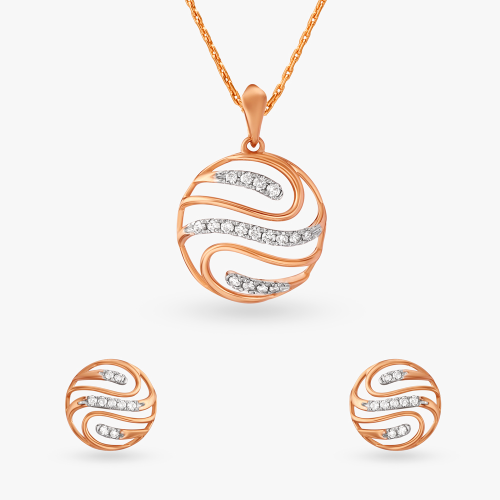 Refined Diamond Pendant and Earrings Set