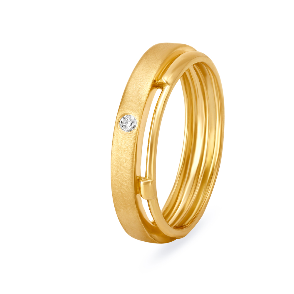 Single Stone Men's Matt Diamond Finger Ring