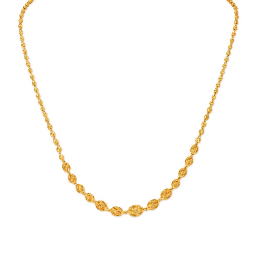 Sleek Artistic Bead Gold Chain
