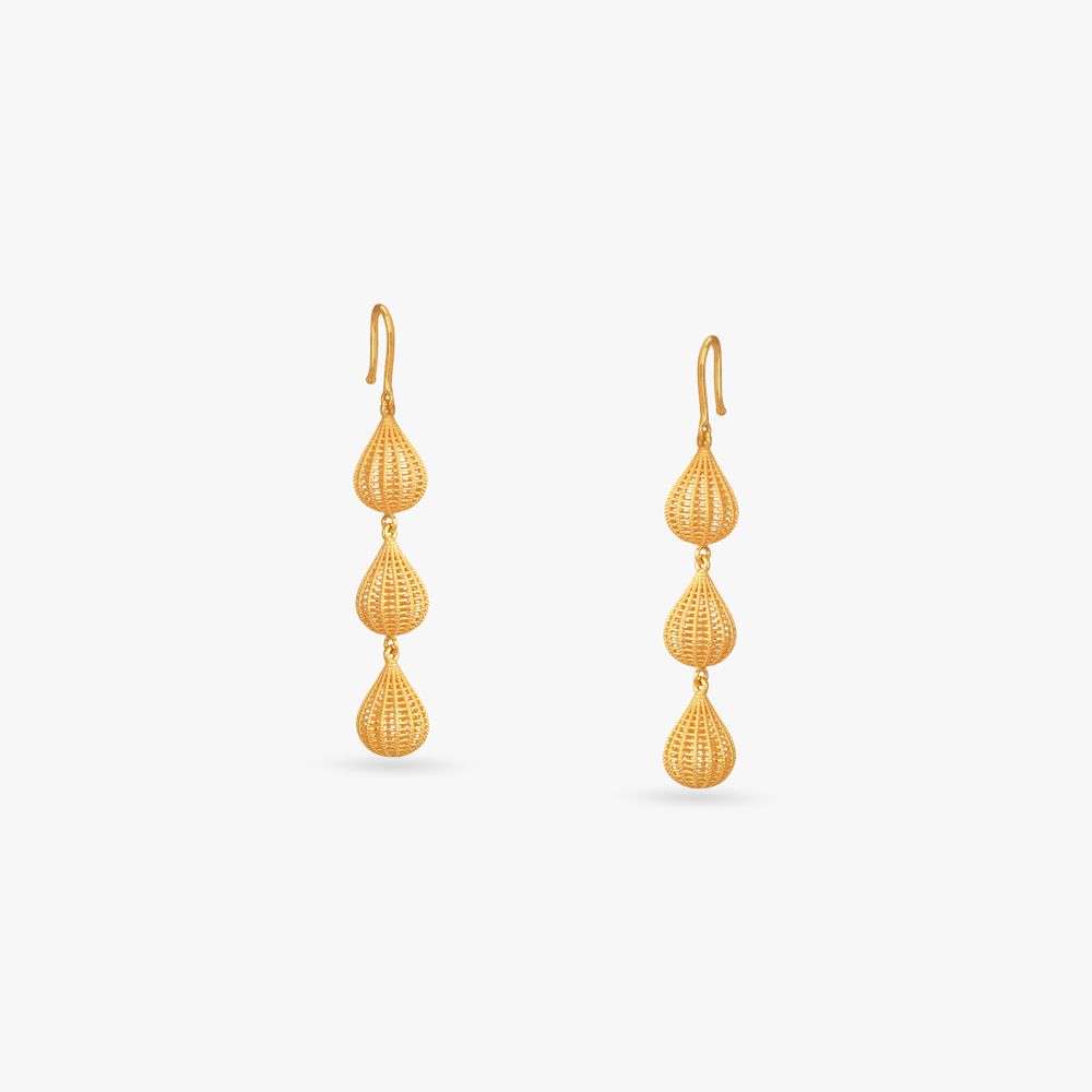 Cascading Charm Gold Hoop Earrings