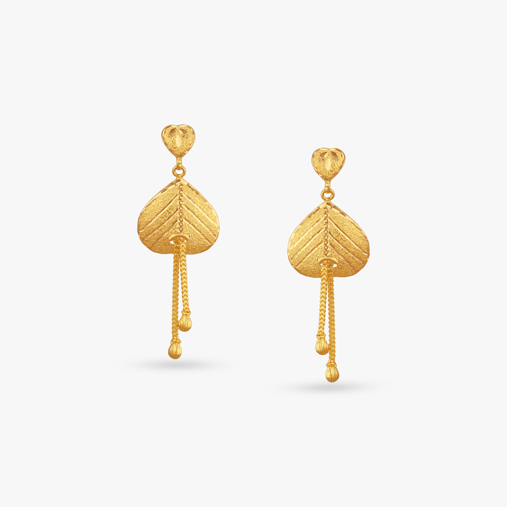 Leaf Drape Gold Drop Earrings