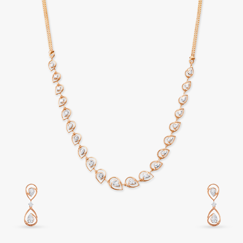 Teardrop Infinity Diamond Necklace Set