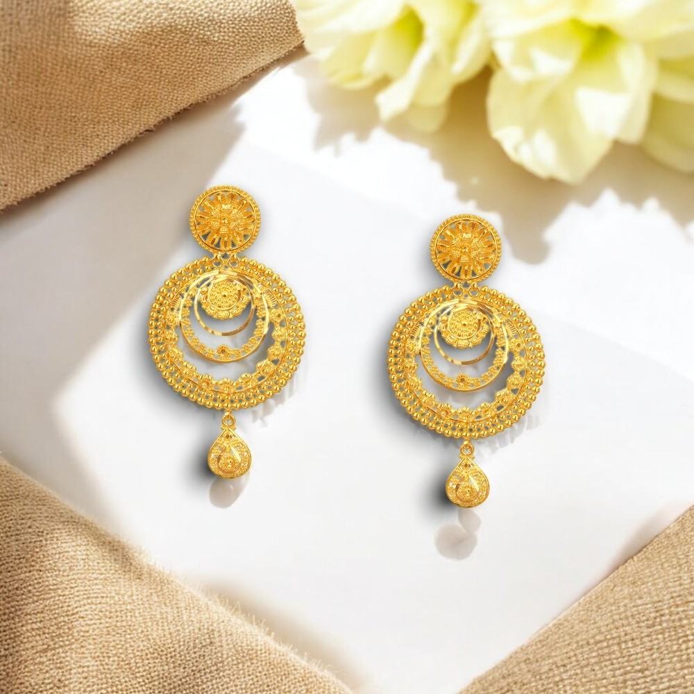 Golden Ruffles Gold Drop Earrings