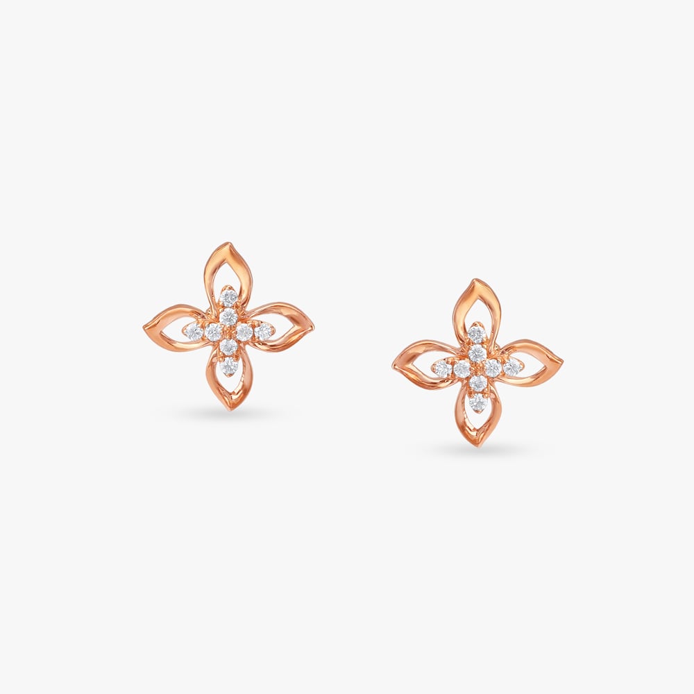 Petal Pulse Diamond Stud Earrings
