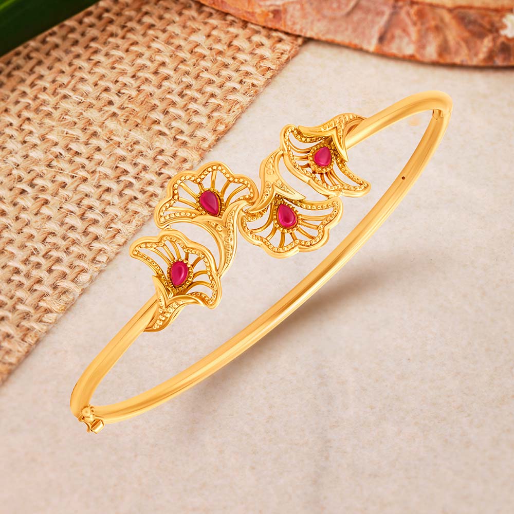 Enchanting Gold Bangle with Coloured Stones