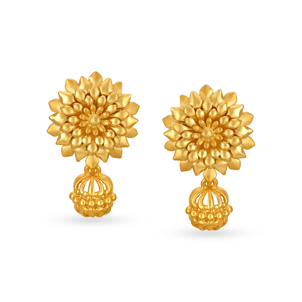 Bewitching Floral Gold Drop Earrings