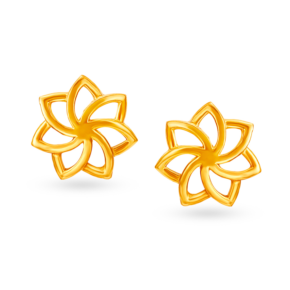 Radiant Sun Floral Gold Stud Earrings