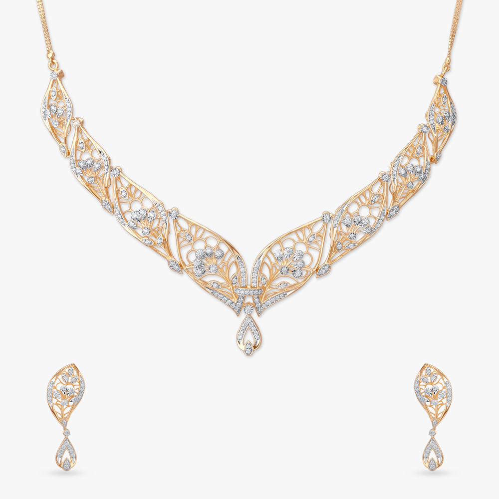 Floral Elegance Diamond Necklace Set
