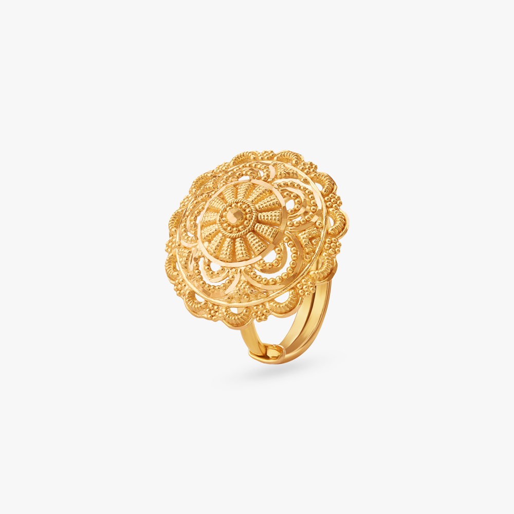 Mandala Bloom Gold Ring
